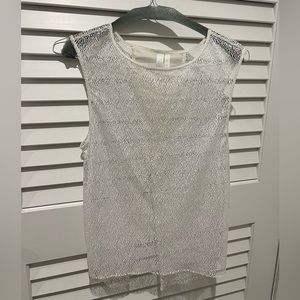 Z by Zella Wonen’s White Lacy/Mesh Tank Top Size: XS (see-through)